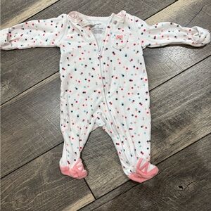 Carter's White Footie with Pink and Blue Dots